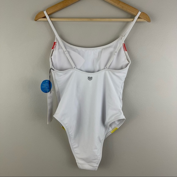 FOREVER 21 White Orange Malibu Graphic One Piece Swimsuit NEW - Picture 8 of 14